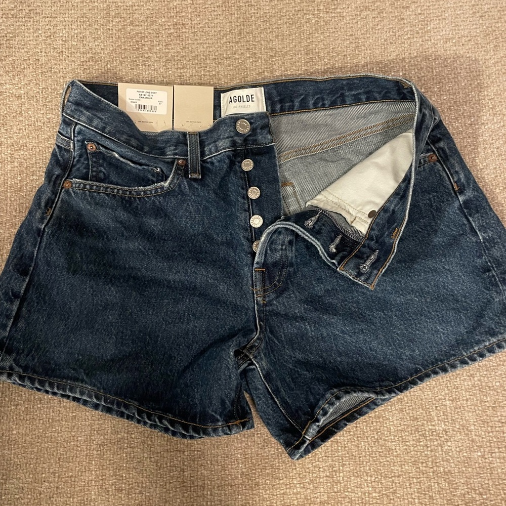 AGOLDE Parker Dark Blue Denim Shorts size 27